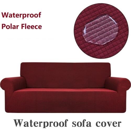 Thicken Polar Fleece Waterproof Sofa Cover Elastic All-inclusive Couch Covers for Living Room Four Season Slipcover Universal