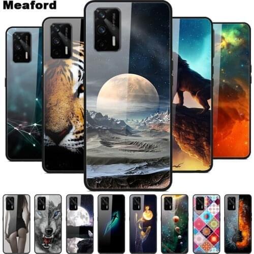 For Realme Q3 Pro 5G Case Tempered Glass Planet Space Cover for Realme Q3Pro 5G Case Realme Q3 Pro Q 3 Pro 5G 2021 Glass Case