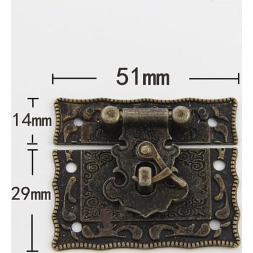 51x43mm Decorative Vintage Hook Latch Hasp for Drawer Cabinet Jewelry Wooden Case Box Antique Bronze Lock Latch Hasp