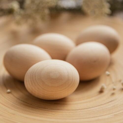 Wooden Baby Teether Egg Shape Wood Teething Pendant Accessories Childrens Goods Toy Easter Gift Support Customization