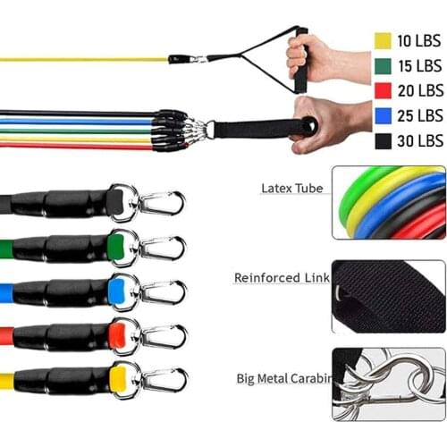 12Pcs/Set Latex Resistance Bands Pull Rope Set Expander Yoga Fitness Exercise Bands Sports Stretch Training Workout Home Gym