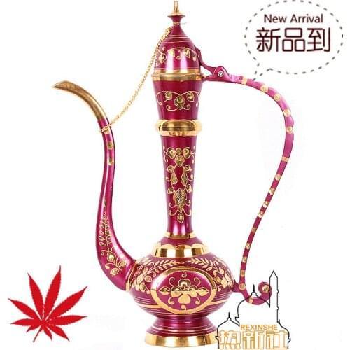 India Pakistan imported bronze vase hand carved bronze purple golden brass pot pot a lot of decoration