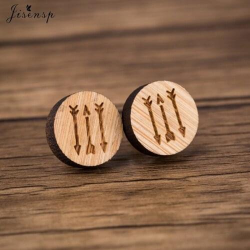 Jisensp New Vintage Arrow Earring pendientes mujer Jewelry for Women Simple Fashion Geometric Arrow Wooden Earrings Gifts