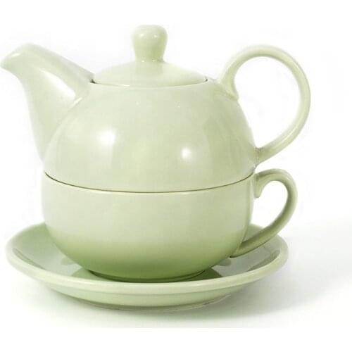 Custom ceramic tea for one set porcelain teapot with cup and saucer single used stackable pot