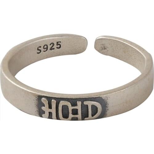 Vintage Double Happiness Hollow Letter Thai Silver Color Adjustable Ring For Couple Trendy Fashion Finger Jewelry Gifts SR2229
