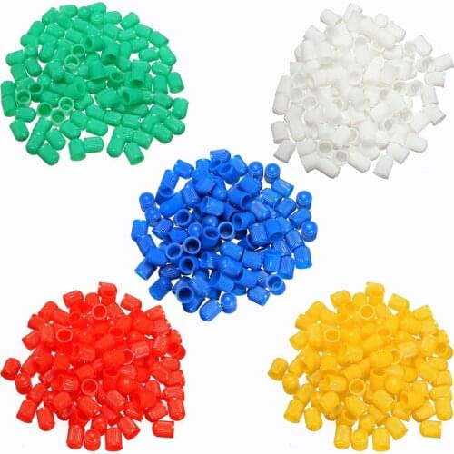 New 100pcs 12*10*8mm Plastic Tyre Stem Valve Caps Dust Cover White/Blue/Red/Yellow/Green Dust Caps for Car Bike Motorbike