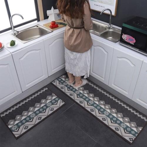 Household Carpet For Kitchen Entrance Door Printed Simple Modern Water-absorption Non-slip Rectangle Rugs Ventilation Carpets