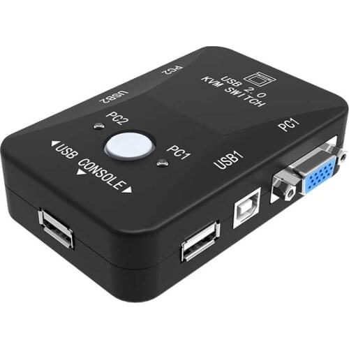 USB KVM Switch 2 Port VGA SVGA Switch Box USB 2.0 KVM Mouse Switcher Keyboard 1920*1440 Vga Splitter Box Sharing Switch