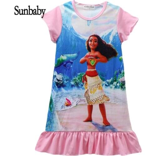 SUNbaby Summer girls dress cotton cartoon princess kids dresses for girls Printed short-sleeved clothes JQ03