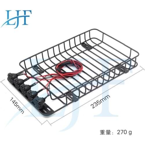 LJF Metal Roof Rack Luggage Rack with 5 LED Lights for 1/10 RC Crawler Car Traxxas TRX4 Axial SCX10 90046 TF2 CC01 AXI03007 L170