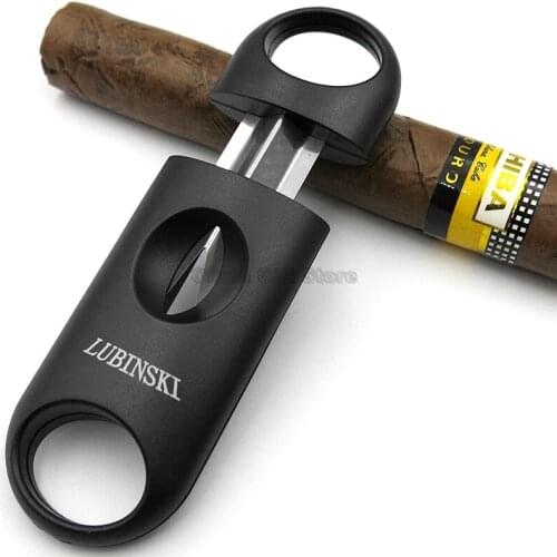 Lubinski Plastic & Metal V Cut Blade Cigar Cigarette Tobacco Cutter Sigaar Zigarren Smoking Tool Handle Cigar Guillotine Cutter
