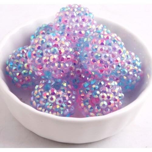 OYKZA Chunky Pink Ab Confetti Color Rainbow Mix Resin Rhinestone Ball Beads for Kids Jewelry Necklace 10mm to 26mm