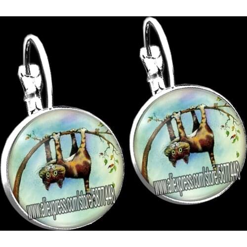 Fashion Lovely Cartoon Cats Women Stud Earrings Cute Cat Round Photo Glass Cabochon French Earrings for Girls