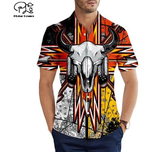 Retro Style 2020 summer Fashion Short sleeve shirt Native Indian Print 3d Mens Shirt Bohemian style Harajuku Casual shirts