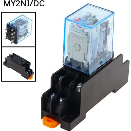 MY2P HH52P MY2NJ Relay DPDT Micro Mini Electromagnetic Relay Switch with Socket Base DC 12V 24V 36V 48V 110V 220V