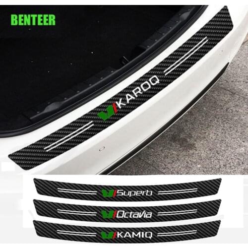 Carbon Fiber Rear Bumper Sticker For Skoda MK2 Kamiq Fabia Rapid Kodiaq Octavia Superb Scala Karoq