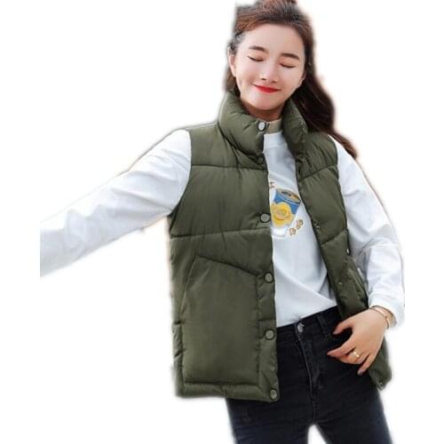 New Arrival Casual Women Short Vest Autumn Winter 2018 Stand-Collar Button Down Cotton Vest Women Slim Warm Outerwear Vest Q607