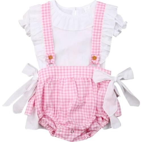 Newborn Baby Girl Clothes Princess Sleeve T-shirt Bow Ruffle Sling Pants Outfits Princess Sleeve Top Bow Ruffle Stripe Pants