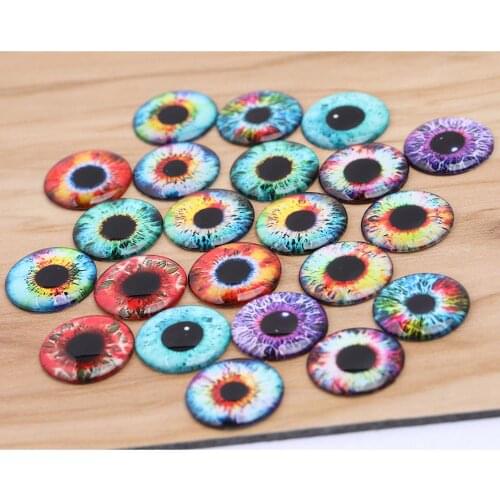 Onwear Mixed Doll Eyes Photo Glass Cabochon 14mm Thin Diy Jewelry Components For Crafts Making