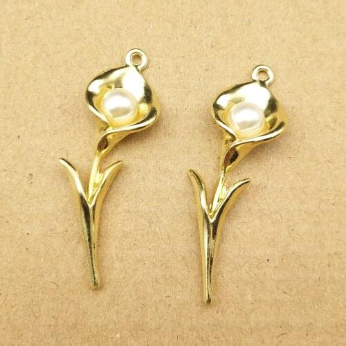 10pcs 13x39mm pearl flower charm for jewelry making and crafting charm earring pendant bracelet necklace charm