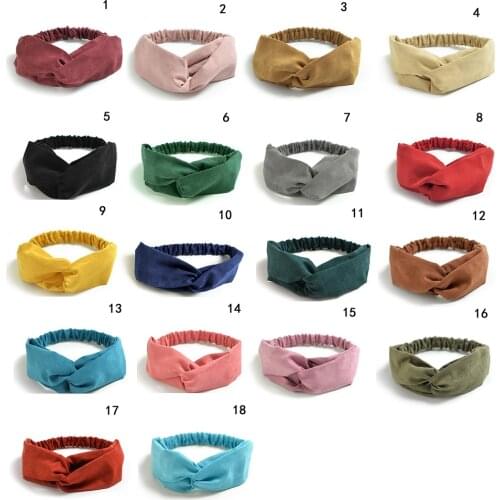 Women Suede Headband Bohemian Vintage Cross Knot Elastic Hairband Girls Hair Accessories Hair Band Floral Solid Knotted Headwear