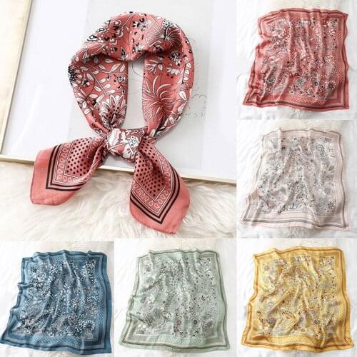 Summer Fashion Female Square Bag Scarf Floral Print Neck Scarves Foulard Women Head Kerchief Bandana Shawls Hair Wraps