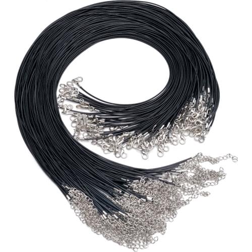 120Pcs/lot 20" Necklace Cord with Clasp for Bracelet Necklaces and Jewelry Making Accessories .1.5 mm Thickness,Black Bulk