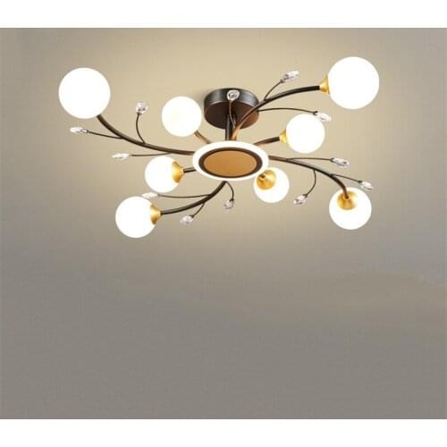 Modern Crystal Glass Ceiling Lights Nordic Vintage Creative Living Room Lighting LED Light Luxury Restaurant Light Bedroom Lamp