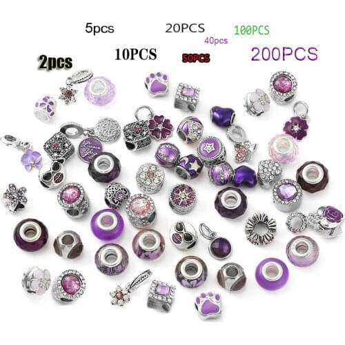 Special Temperament Purple Bead Crystal Pendant Suitable For Making Branded Bracelets,Womens Jewelry Mixed Shipped Randomly