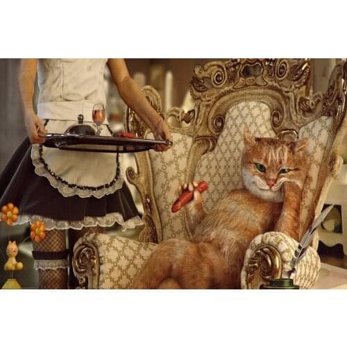Living room bedroom home wall decoration fabric poster animals cat Wealth women maid skirt chair food drink cigars humor