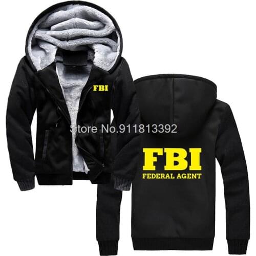 Federal Agent Bureau Investigation FBI Government Agent Secret Service Hoodie Men Winter Thicken Hooded Hoodies Sweatshirt
