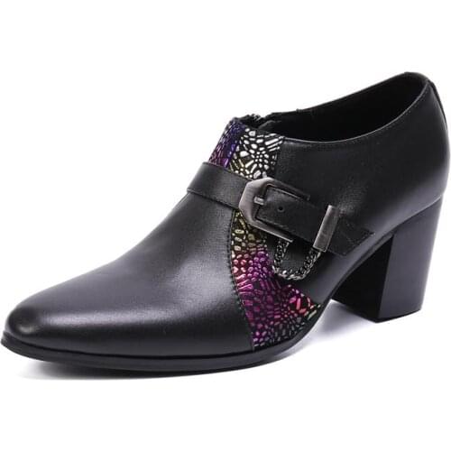 Height Increase Dress Men Shoes High Heel Genuine Leather Wedding Shoes Mens Business Casual Party Pointed Toe Shoes Big Yards