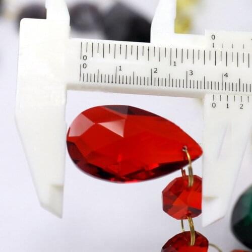 Top quality 22x92mm 10pcs Red Faceted K9 Crystal Chandelier Pendant With three pieces 14mm Crystal octagon Beads For Chandelier