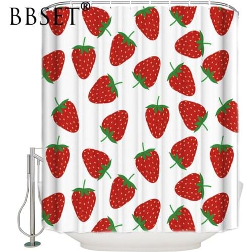 Top Quality Shower Curtain Delicious Red Strawberry Pattern Waterproof Multi-size Douchegordijn Bathroom Decor with 12 Hooks