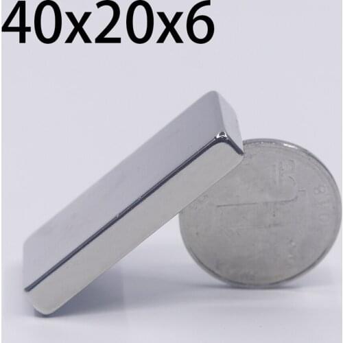 1/2/5Pcs 40x20x6 Neodymium Magnet 40mm x 20mm x 6mm N35 NdFeB Block Super Powerful Strong Permanent Magnetic imanes
