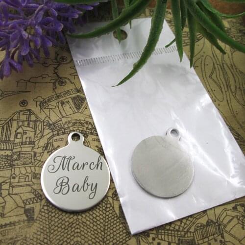 20pcs--"March Baby"stainless steel charms 5 styles for choosing DIY Charms for necklace bracelets