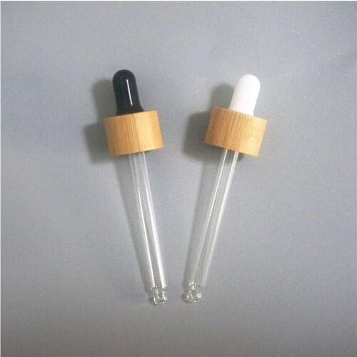2-10pcs Essential Oil Bottles Cap Black/white Glue Head Nature Bamboo Size 18/410 Dropper Cover 5-100ml with Glass Dropper