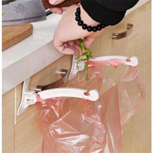 2pcs/pack Hanging Trash Garbage Bag Racks Kitchen Carrier Plastic Rubbish Bag Bin Sack Hanger Holder Kitchen Storage