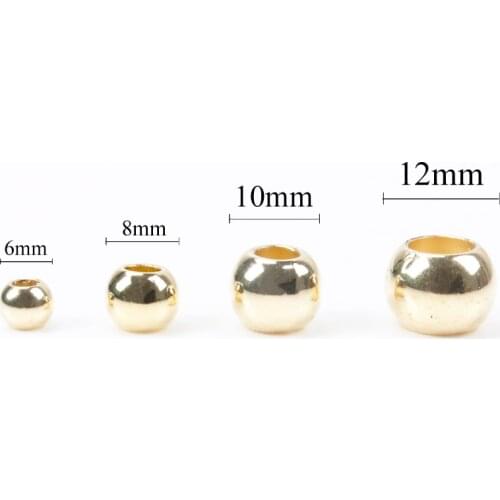 4 6 8 10 12 14 16 18 20mm Gold Big Hole CCB Round Seed Spacer Beads For Jewelry Making DIY KL138