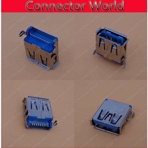 5-100pcs/lot laptop usb jack USB 3.0 female jack plug socket connector for asus, DIP 180 degree blue rubber core Free shipping