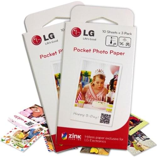 60Sheet Original LG Photo Paper 5*7.6cm (2x3-inch) for Zink PS2203 Mobile Printer PD221 PD239 PD261 PD238 Portable Photo Printer