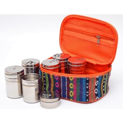 7Pcs/Set BBQ Organizer Condiment Bottles Spice Cruets Seasoning Jar for Camping
