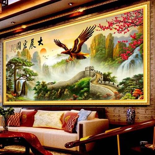 Cube diamond embroidery diamond mosaic full rhinestones diamond painting eagle China landscape steentjes voor schilderij