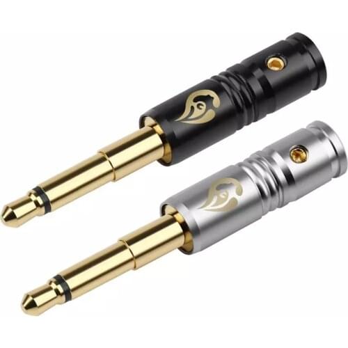 Audio Jack 3.5mm Mono Plug Metal Alloy Shell Gold Plated Earphone Wire Connector Adapter For Pandora Final Hifi Headphone Black