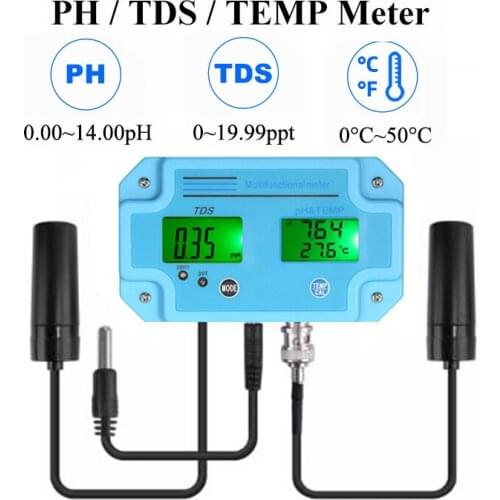 PH-2983 Digital 3 in 1 PH TDS TEMP Monitor Meter Drink Water Quality Tester Tool for Aquarium Swimming Pool with LCD Backlight