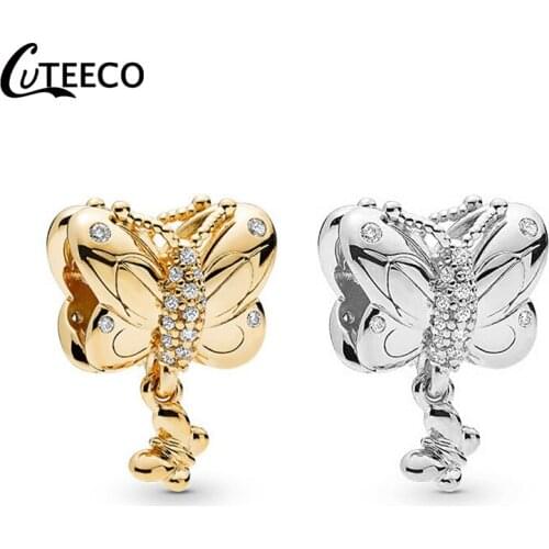 CUTEECO 2019 New Shining Butterfly DIY Dangle Fit Brand Charm Bracelet For Women Jewelry Accessories Wholesale