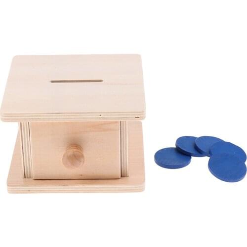 Wood Children Infant Coin Box Piggy Bank Montessori Learning Training Toys