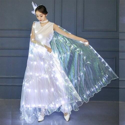 Childrens Luminescent Dancing Cloak Ballet Dance Show Shawl LED Butterfly Golden Wings Fluorescent Ballet Dancing Dress