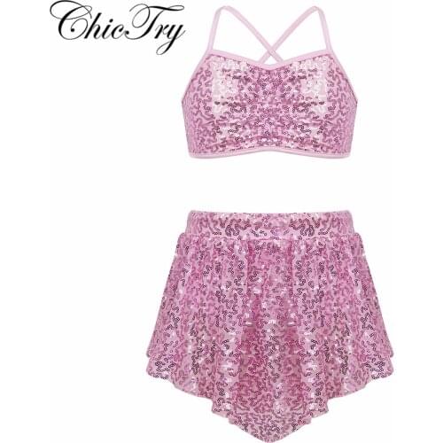 Kids Girls Sequins Performance Show Dance Costume Children Ballerina Dance Costume Children Ballet/Contemporary/Lyrical Dress
