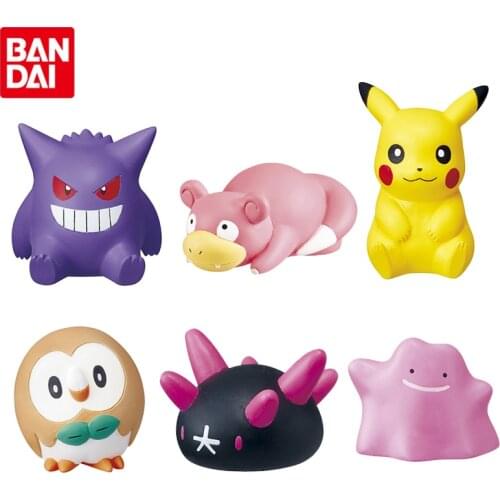 Bandai Genuine Gashapon Pokemon Pikachu Gengar Rowlet Slowpoke Pyukumuku Ditto Anime Action Figure Model Toys Gifts for Kids